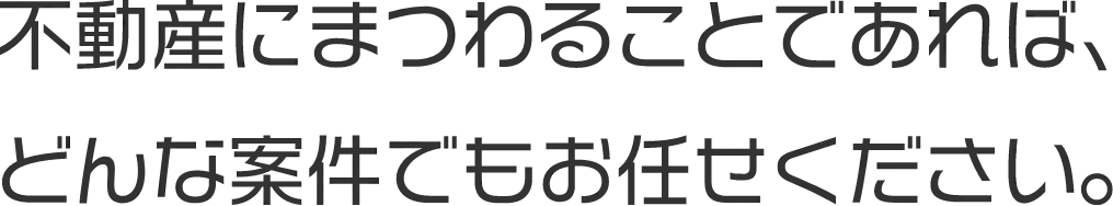 不動産にまつわることであればどんな案件でもお任せください。